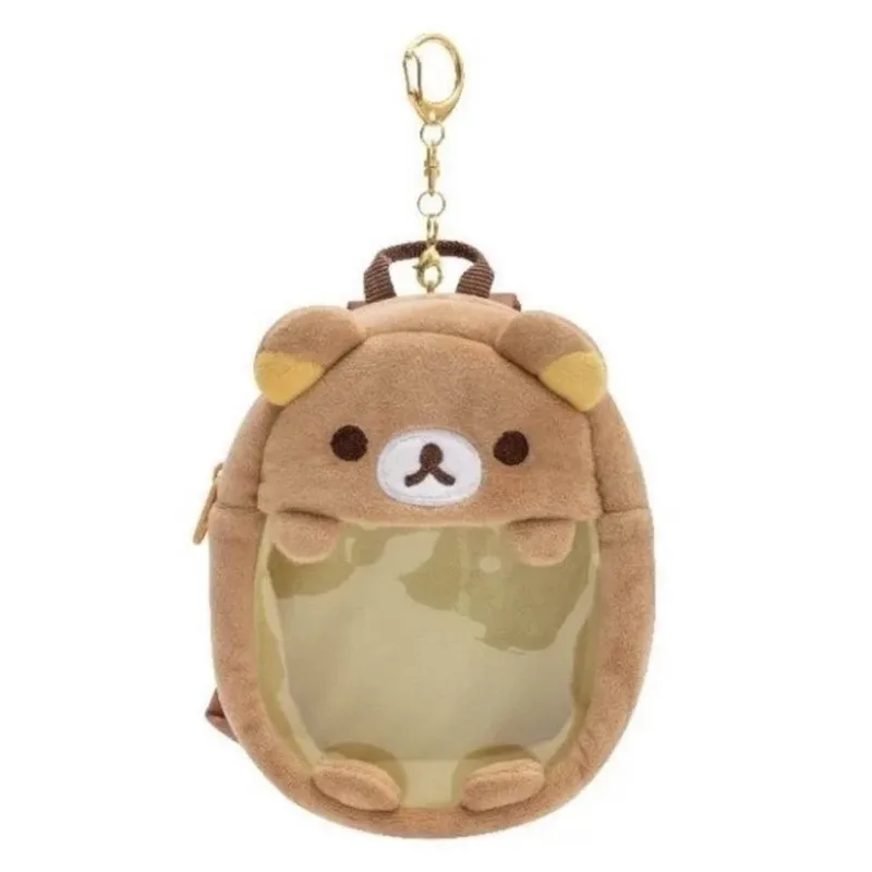 Rilakkuma plyšový plyš Itabag roztomilé mince kabelky puzdro Priehľadná číra organizátor taška Keychain kawaii mini batoh pre plyšovú hračku
