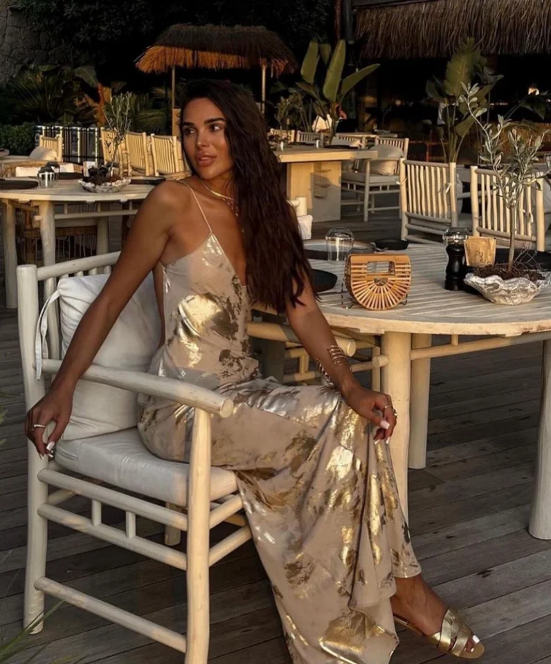 Rindu Traf 2024 Dámske kovové flitrové šaty Elegantné párty šaty 2023 Žena Pretty Long Zevity Clothing