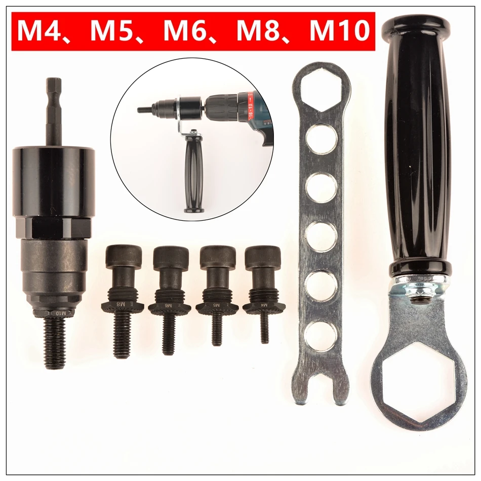 Riveter M4 M5 M6 M8 M10 Elektrické nit nit nut orechové oceľ a matica vložky ALU ALU ALU bezdrôtový vŕtací adaptér Nahradiace nástroje