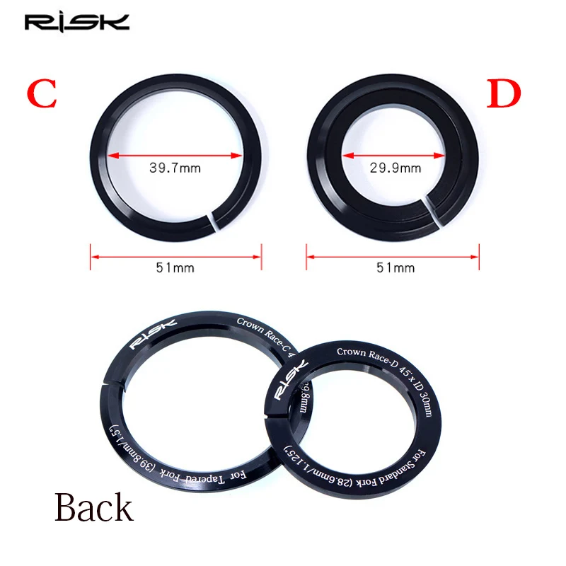 Riziko 41,8-52 mm bicykel náhlavná základňa základňa MTB Road Bike Front Fork Base Crown Crown Race pre 28,6 mm rovnú vidlicu / 1,5 zúžená vidlička