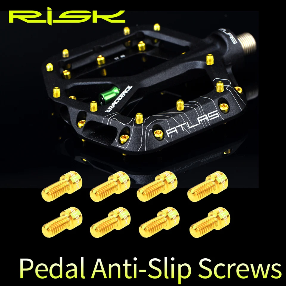 Riziko 8ks/šarža Titanium Zliatina Anti-Skid skrutky pre pedály z kopca bicyklov TC4 Ti Pedal proti skludným skrutkam pre xc am dh bicykel M4*8 mm