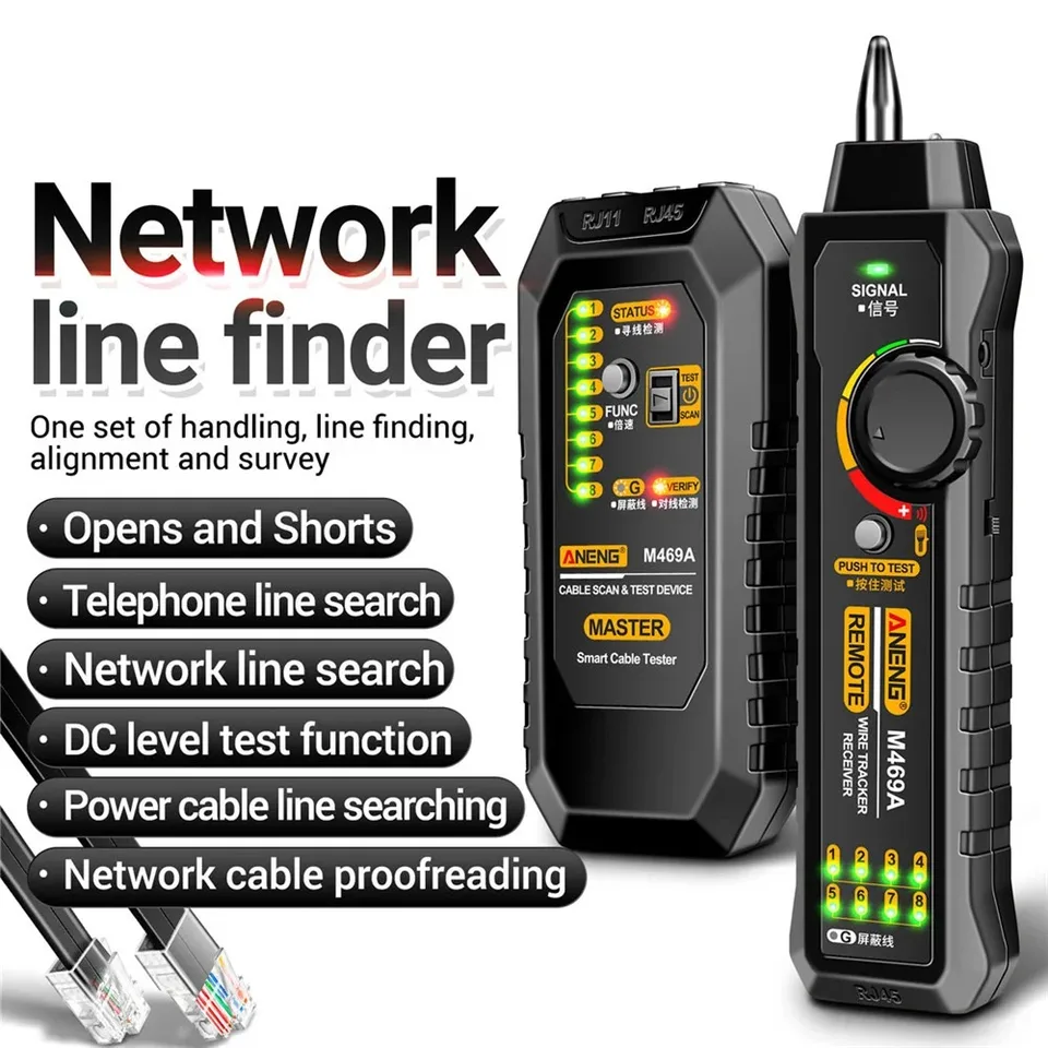 RJ11/rj45 Multifunkčný nálezový nálezový nález proti interferencii Testovací prístrojový indikátor Tracer Ethernet Network Colation Tester