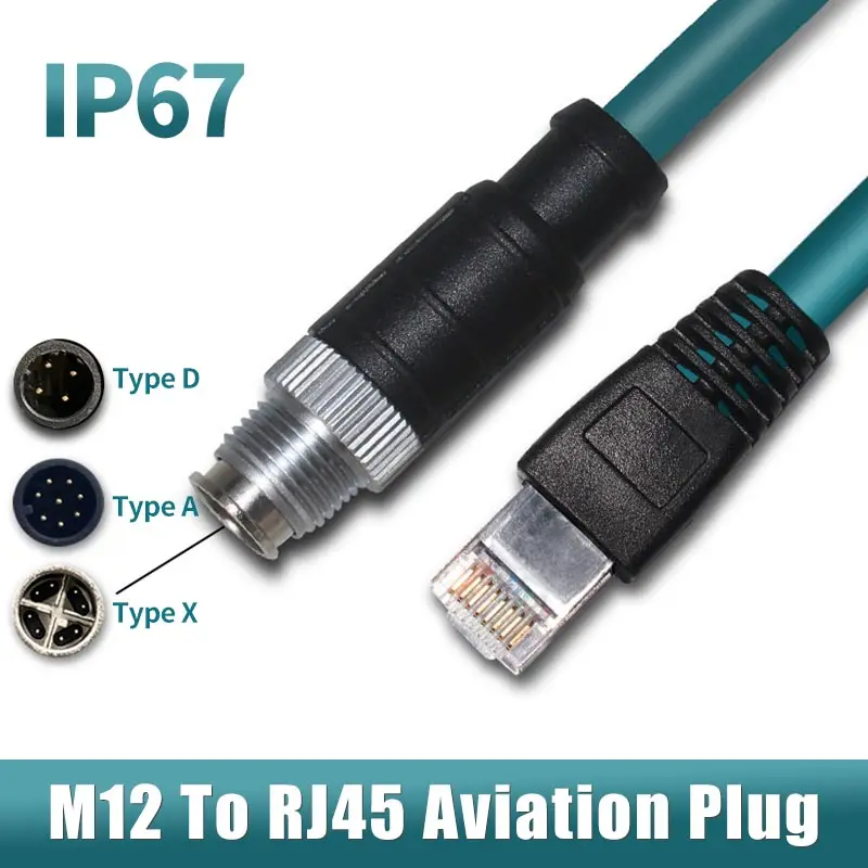 RJ45 až M12 8pin X-type kódovací konektor konektor s dvojitým tieneným sieťovým káblom 4pin d-code zástrčka IP67 8 PIN M12 A TYP na RJ45 drôt RJ45