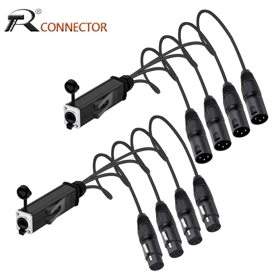 RJ45 CAT5 so tieneným na 4 kanál 3pin XLR XLR Mužský/ženský konektor Multi sieťový prijímač kábel pre štúdio s javiskom
