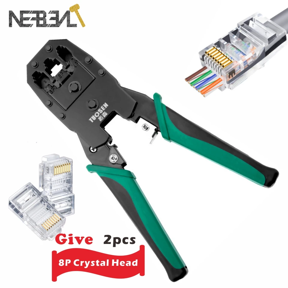 RJ45 Crimper Crimping Pliers Prenosné nástroje na rezanie káblov prenosné siete ethernetovej siete.