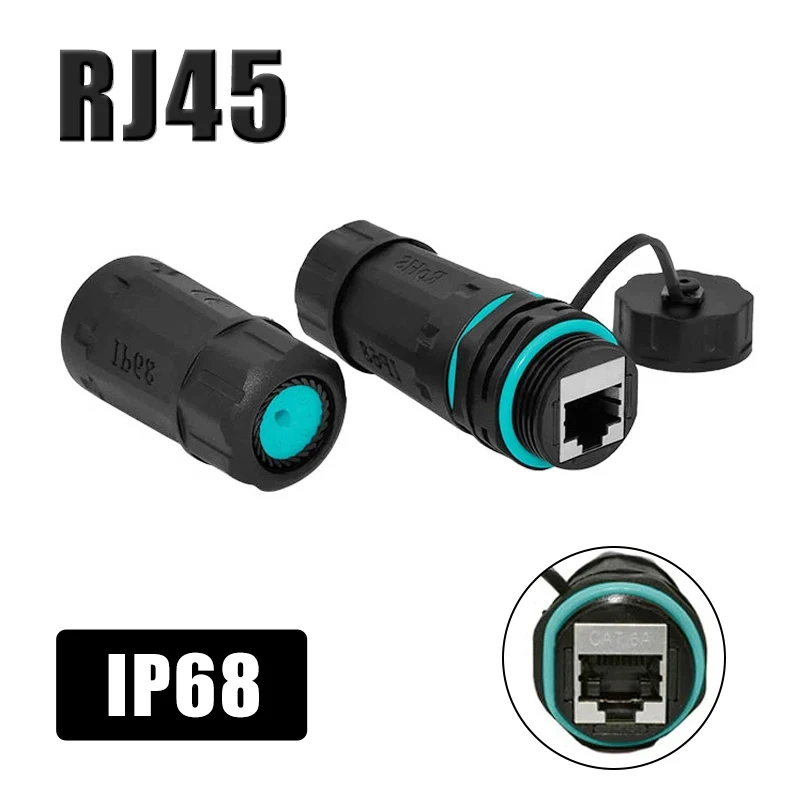 RJ45 Sieťová rovná hlava IP68 nepremokavá CAT5/CAT6 Sieťový kábel Connector Outdoor Dustodproof RJ45 Drôt na predĺženie kĺbu