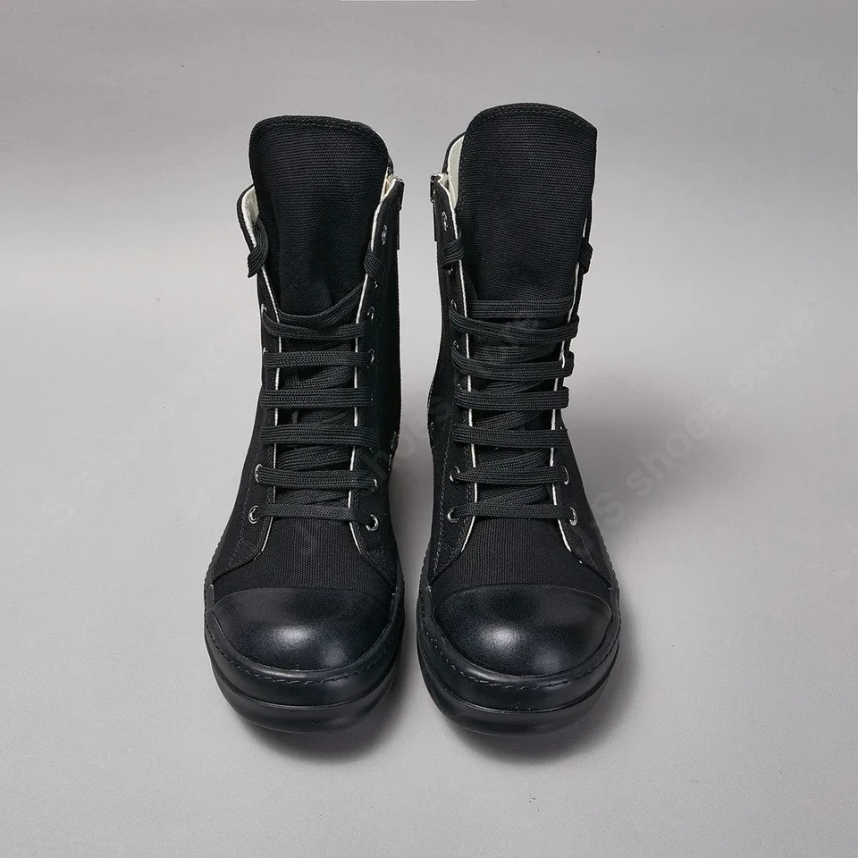 RO Brand Ricks Men Shoe Dámska teniska Plné čierne plátno High Top Shoe Casual Owens Sneakers Zip Lace Up Owen Luxury členkové topánky