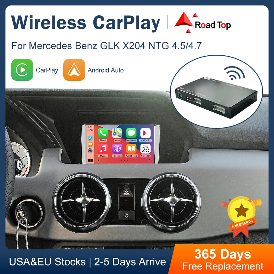 Road Top Wireless CarPlay pre Mercedes Benz Glk NTG4.5 2013-2015 s Android Auto Mirror Link Airplay Auto Play Functions