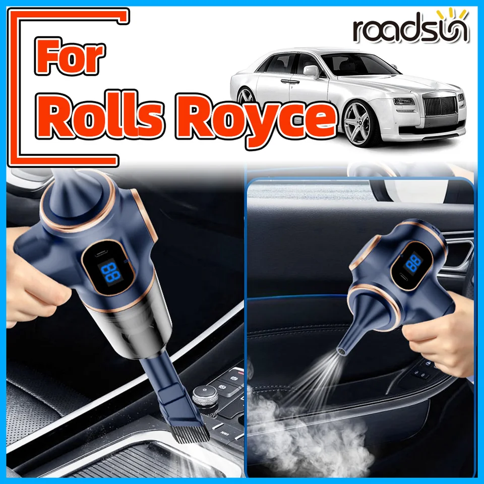 Roadsun Car vysávač Mini 95000Pa Výkonná sacia fúkačka a vákuum 4 v 1 pre Rolls Royce Phantom Cullinan Ghost Wraith Dawn