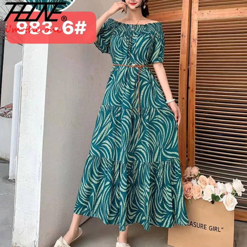 Robe Vestidos Holiday Fashion letné šaty 2024 Ženy kvetinová pláž dovolenka dlhé kórejské sexy z ramena Vintage šaty retro