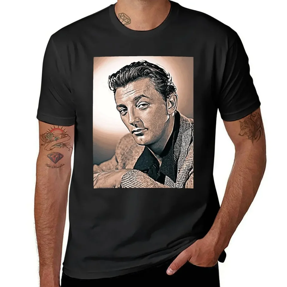 Robert Mitchum Art - Vintage Painting - D81 Tričko hippie oblečenie Vintage Graphic Tee Estetické oblečenie pánske tričko