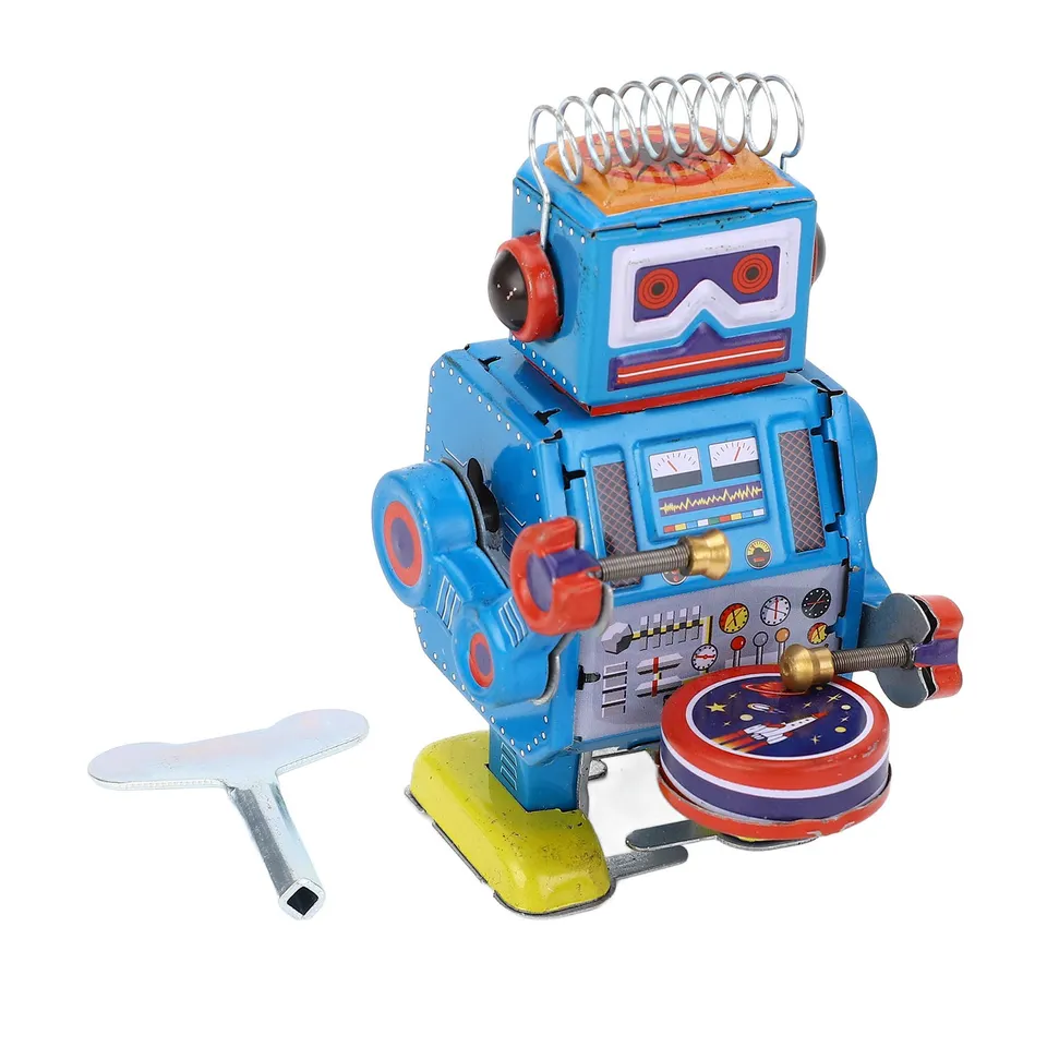 Robot Clockwork hračky bubnovanie Vintage robot plechová hračka pre dospelých dekorácie