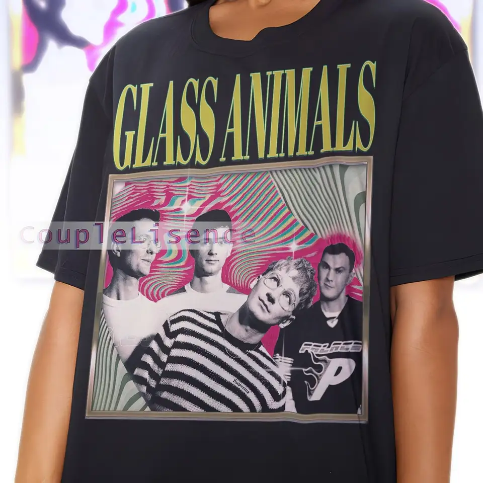 Rock Band Glass Animals Vintage košeľu sklenené zvieratá pocta Fan Tees Glass Animals pocta retro sklenené zvieratá Grafický retro 90