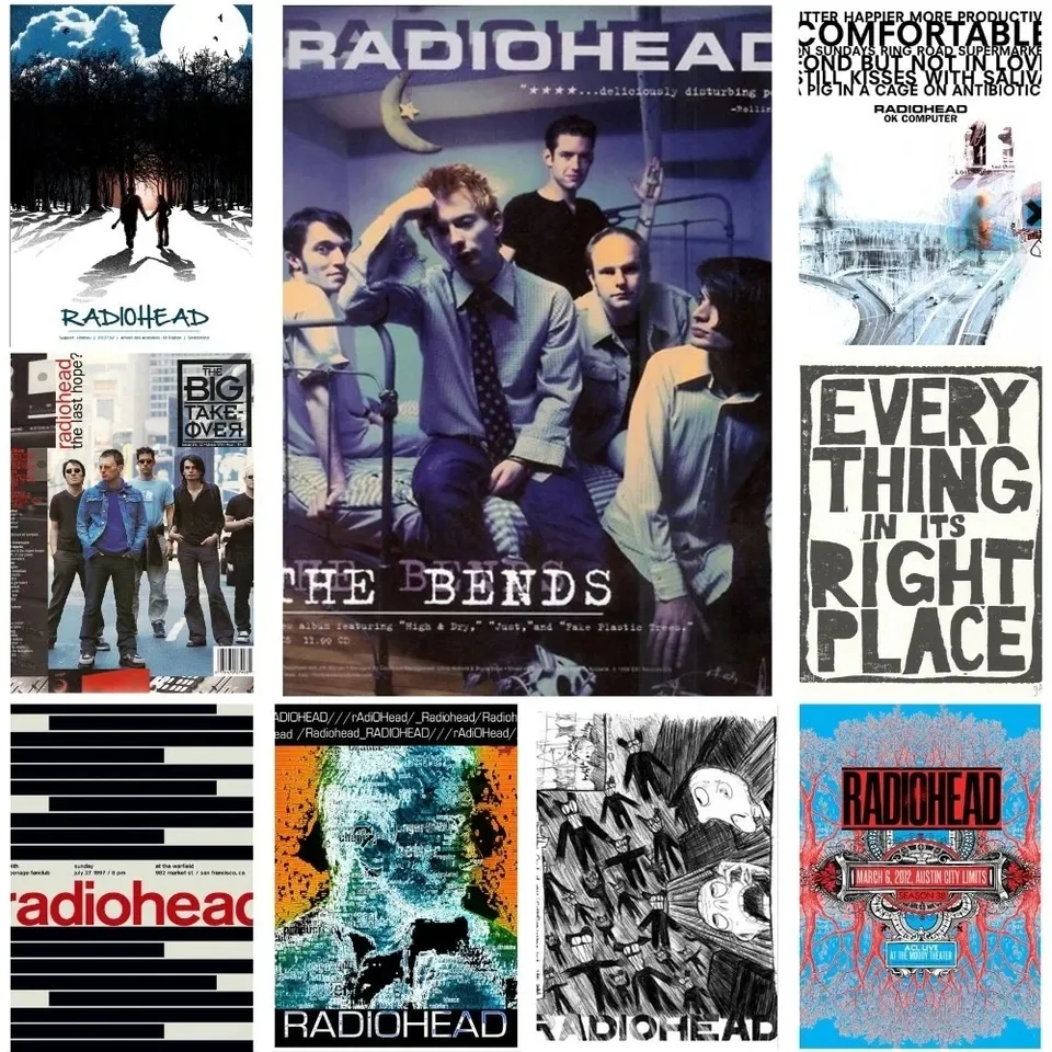 Rock Band Radiohead Music Art Plaght Paper Patter Domov obývacia izba Spálňa Vstupný bar