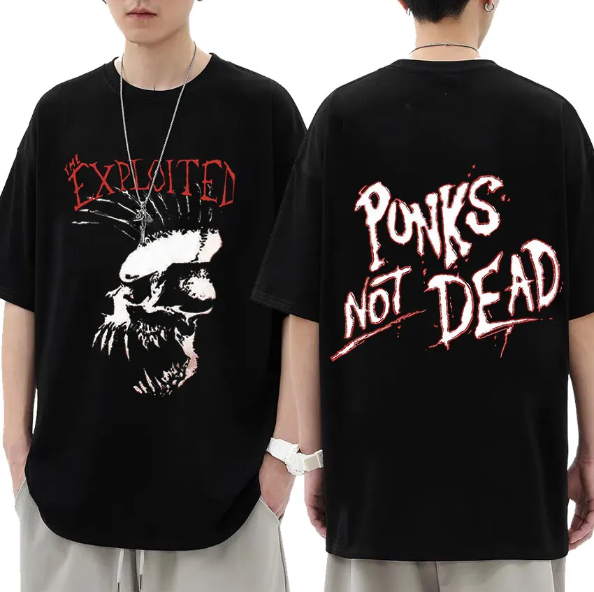Rock Band využívané retro grafické tričko Men hip hop trend punk gotické tričko unisex módne bavlnené tmelky na ulici Streetwear