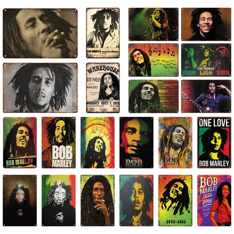 Rock n roll cínový znak bob marley jamajka rocker spevák kovový plagát retro vintage znaky reggae plaque club umenia domáca múr dekor