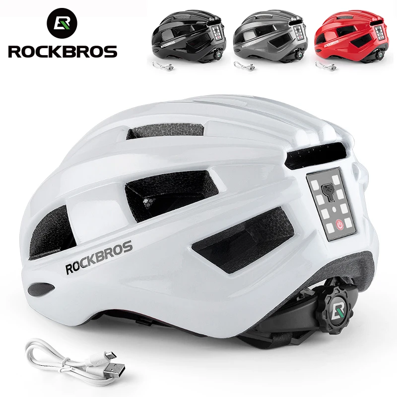 Rockbros Bicycle Light Helmet MTB Road USB VAROVANIE Zadné svetlo Cyklovacia prilba EPS PC intergralne premiestnená bezpečnostná prilba