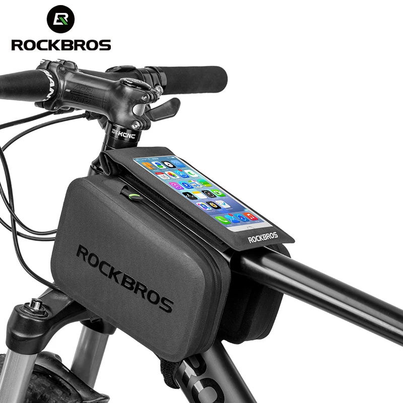 Rockbros Bicykel taška Vodotesná dotyková obrazovka Cycling Bag Top trubičky Ráme odnímateľný telefón 2 v 1 parcel MTB Road Bike Accessories