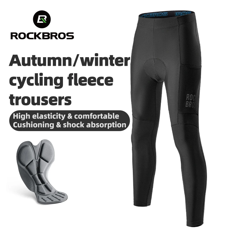 Rockbros cyklistické nohavice Termálne fleece zimné 3D čalúnené jazdecké legíny reflexné priedušné bicykle športové nohavice na horských bicykloch