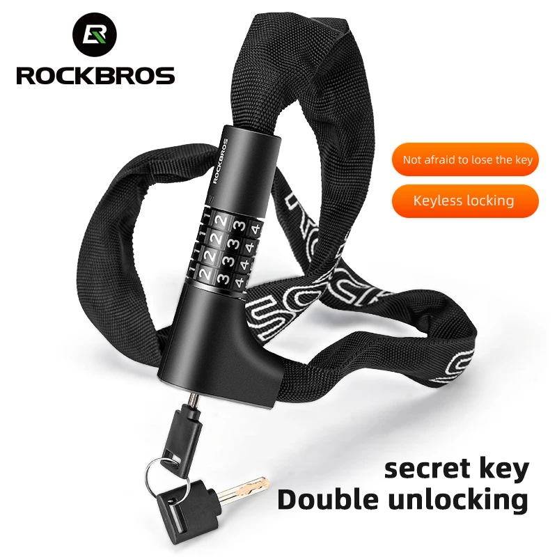 Rockbros Motorcycle Lock Zinc Zinok Lock Lock Bike E-Bike Lock Bicycle Chain Proti krádež Heslo Heslo Key