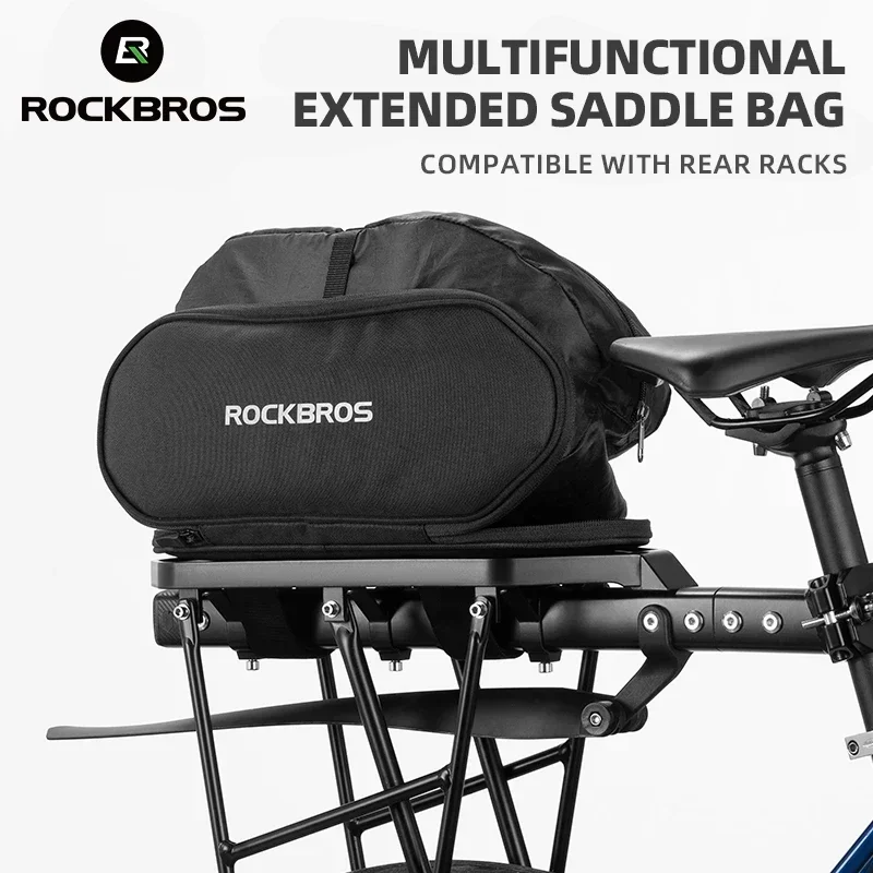 Rockbros Multifunkčné zadné sedadlo Universal Saddle Bag Back Rack 5L kapacita sedadla v taške Expandovateľná cyklistická batožina vrecká kufra