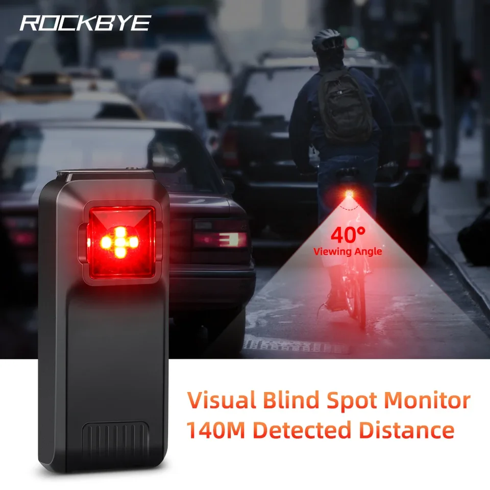 RockBye Radar Radar zadné svetlo USB Nabíjateľný bicykel LED zadná vodotesná vodotesná inteligentná detekcia Radar detekcia bicykla zadné svetlo