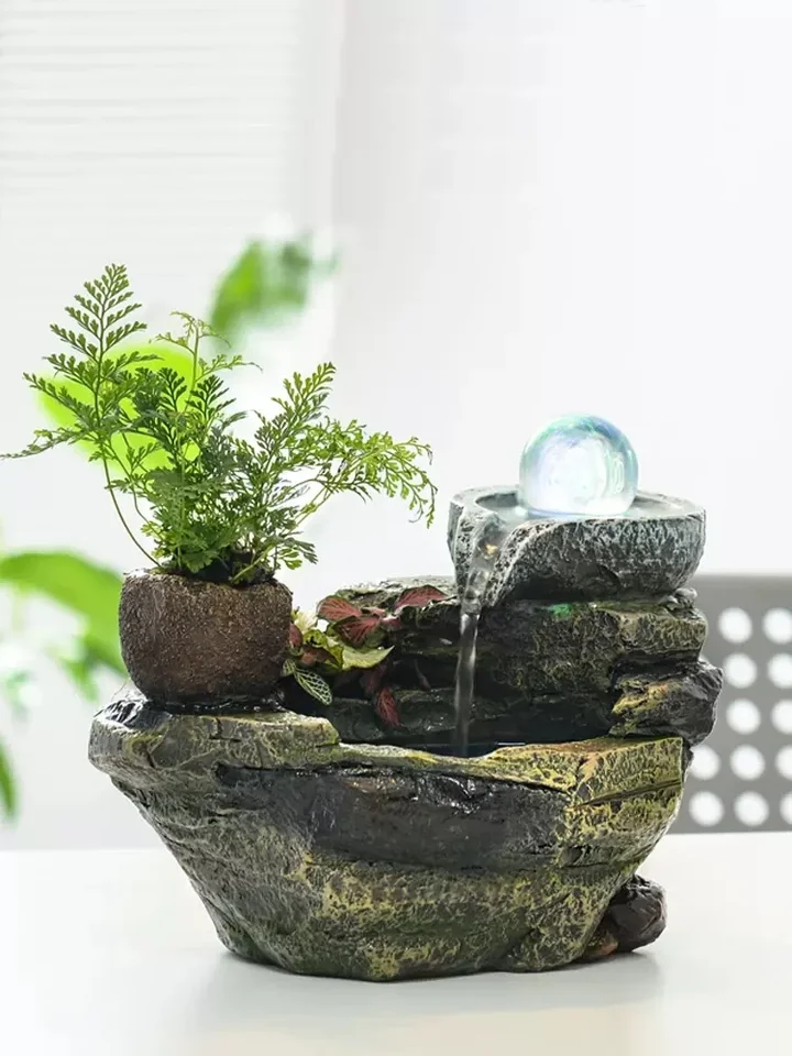 Rockery Creative Water Fountain Desktop Ozdoby Číňané fengshui záhradné ozdoby Vnútorné vzduchové zvlhčovač domáca kancelária dekor