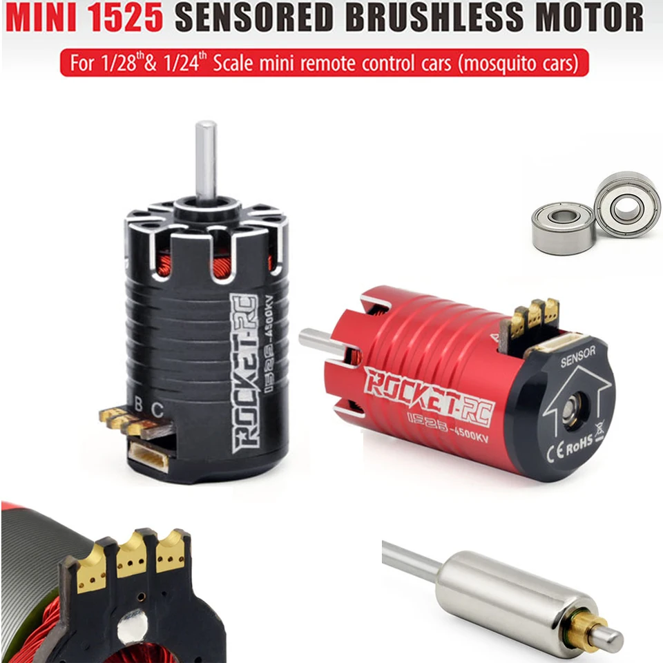 Rocket-RC MINI 1525 3500KV 4500KV 5500KV 6800KV Sensored Brushless bez kefy pre TRX4M 1/28 RC Sensory MINI 1525 dielov