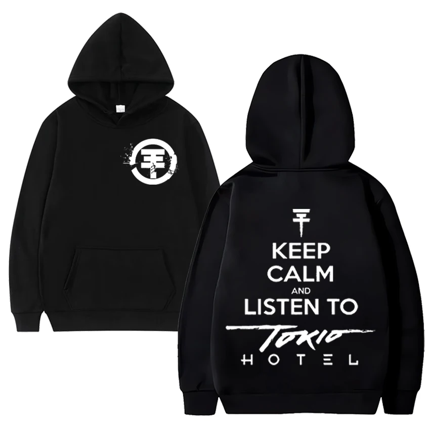 Rocková skupina Tokio Hotel Print Hoodie Men Dámske telesywarmer Hip Hop Hop Loose Streetwear s dlhým rukávom mikiny unisex pullover mikiny