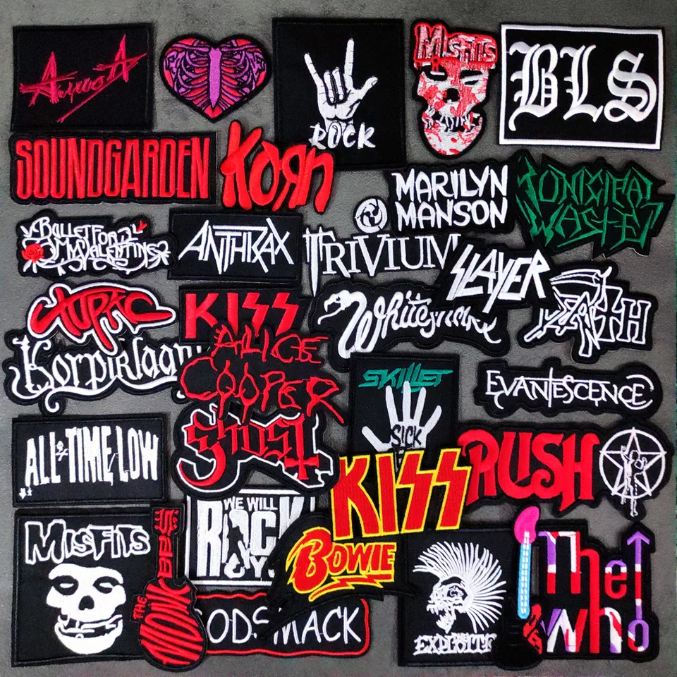 Rocková skupina železo na záplatách handrička zdobiť oblečenie oblečenie šijacie dekorácie Applique odznaky Heavy Metal Hudba