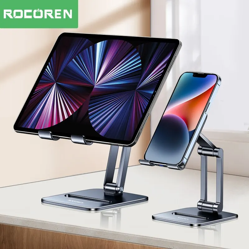 ROCOREN PLYT DOPLNKA DODATE STARK MOBILNÉHO PLASTU STAND SOTBLABNÁ Kovová tableta Podpora pre iPhone 14 13 iPad Pro Air Universal Držiteľ