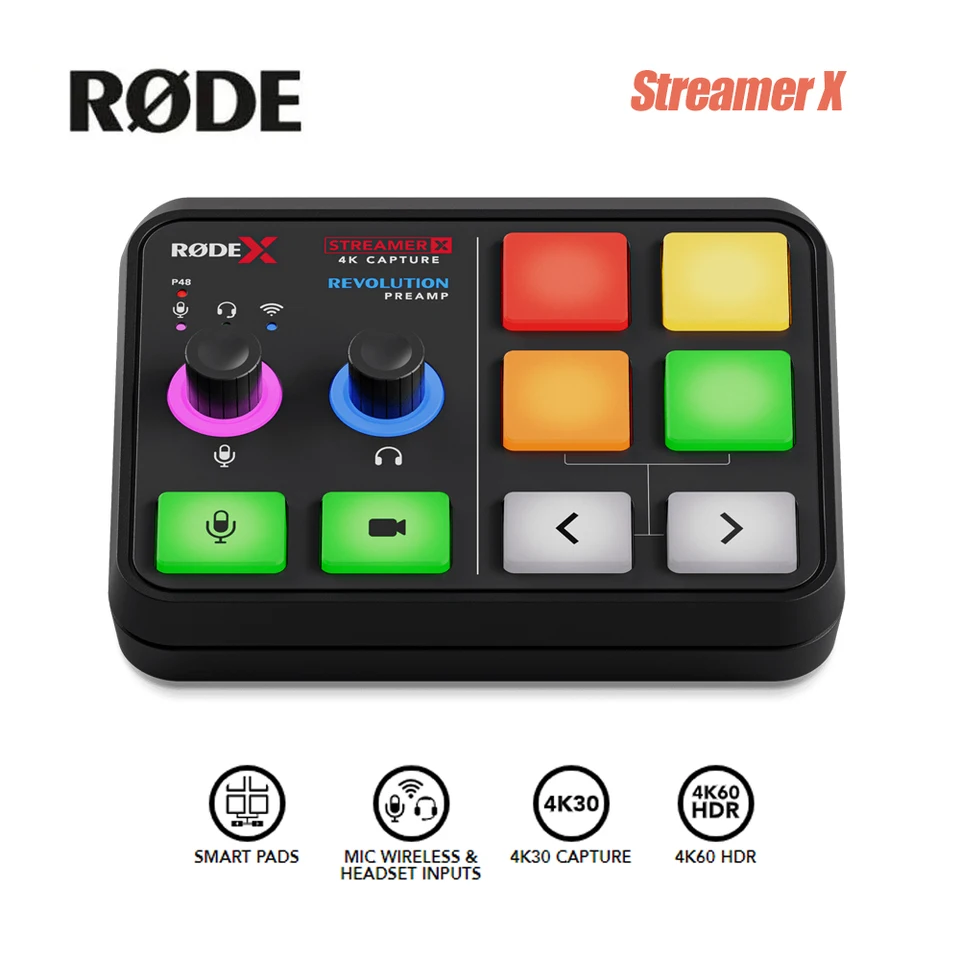 Rode Streamer X Audio Interface Video Card Card Dual USB-C Interfaces 4K60 HD Prenos pre prehrávač médií pre notebookové médiá fotoaparátu
