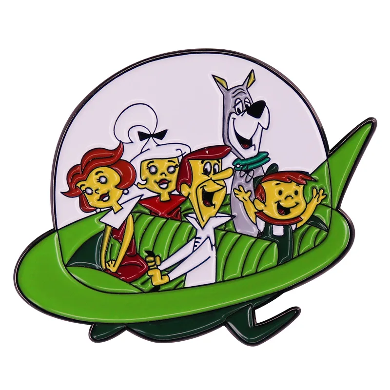 Rodinná komédia Animácia The Jetsons Smalt Pin Cartoon Metal Brooch Odznak módne šperky klobúk klobúk batohové darčeky