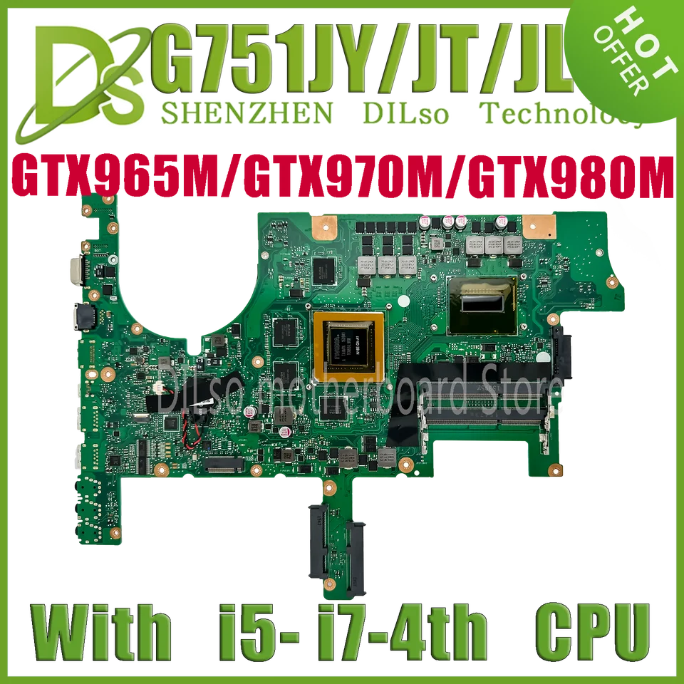 ROG G751JY NAPOJECKÁ základná doska pre ASUS ROG G751J G751JL G751JT G751JM Mainboard I7-4720HQ/I7-4710HQ GTX980M 4GB GTX970 100% Test