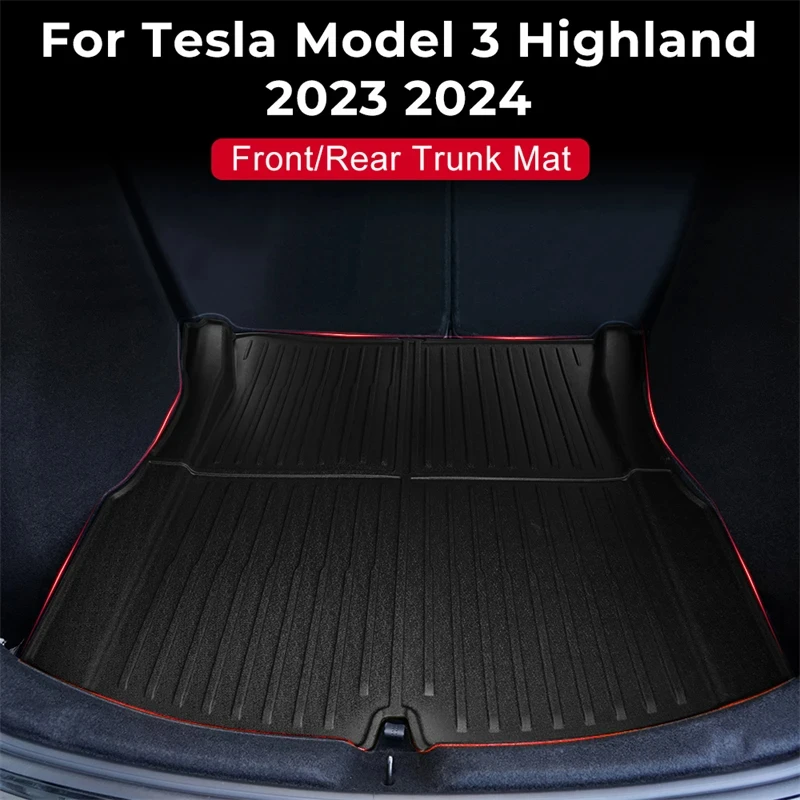 Rohože kufra pre Tesla Model 3 Highland 2023 2024 TPE predné zadné zadné zadné zadné zadné počasie Krih Frunk Storage Ochranné vankúšiky