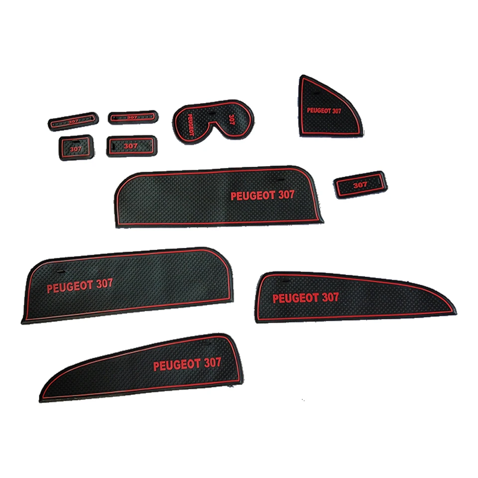 Rohože pre drážky automobilov pre Peugeot 307 2001-2024 Anti-Stric Gate Slot Cup Mat Rat Non-Slip Gumer Mats Interiérové ​​príslušenstvo 11ks