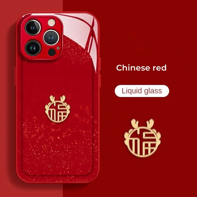 Rok draka iPhone 15 Pro Max Case 14 Pro 13 12 12 Glass Case Metal Fulong Novoročné vydanie pre iPhone 15 Case Coque iPhone