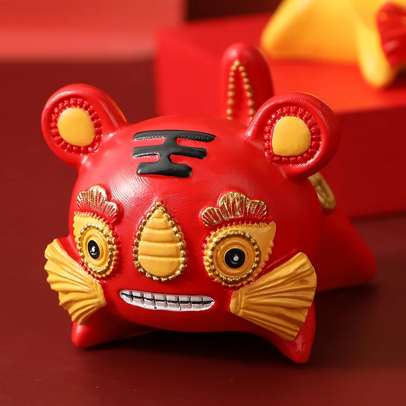 Rok tigra Lucky Mascot Wealth Feng Shui Ozdoby pre kanceláriu a domácu dekor farbu farby čaju