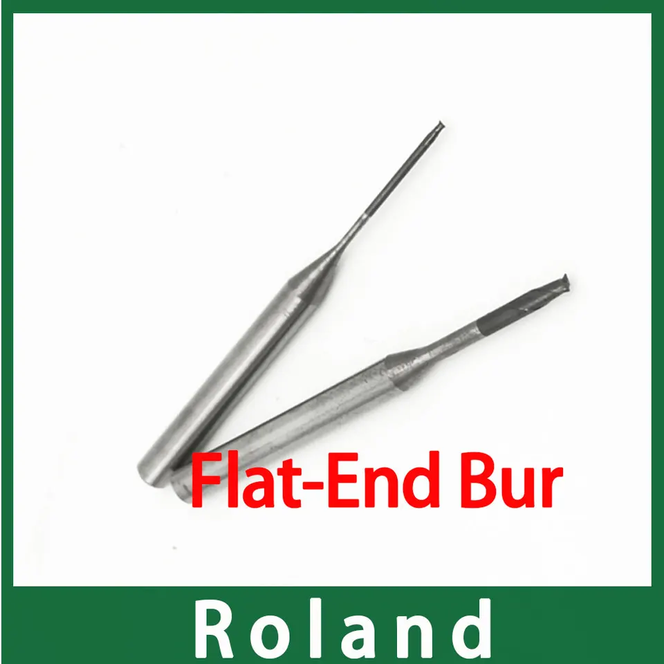 ROLAND Mletie BUR Plochý tvar pre implantát zirkónia 1,0 mm, 2,0 mm
