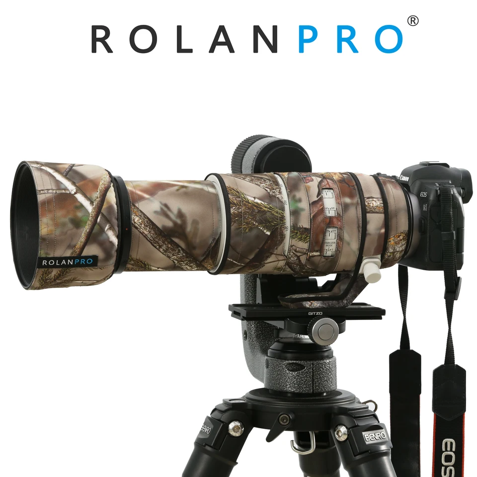 Rolanpro dažďový pokrývka pre Canon RF 100-500 mm f/4,5-7.1 L je teleobjektív s teleobjektívom Vodotesný ochranný rukáv s kabátom Raží