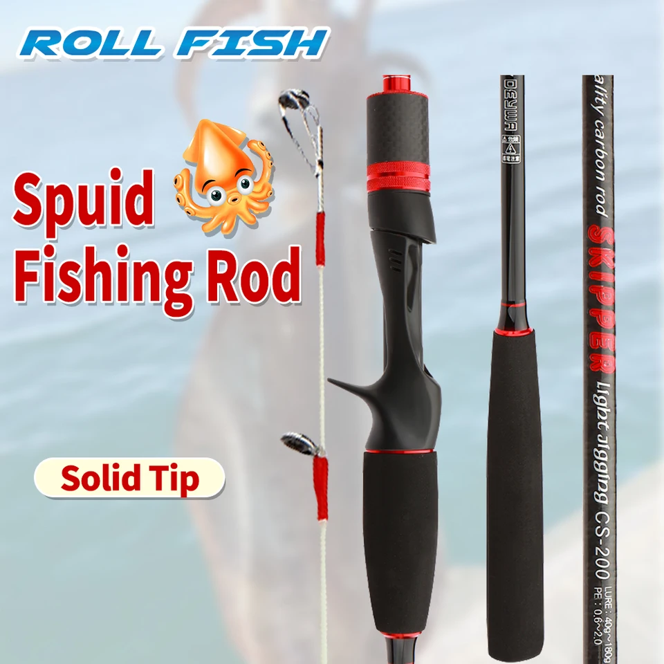 Rollfish Solid Hrot chobotnica chobotnica Celtlové celé z uhlíkových vlákien Rybárska tyč Saltwater Light Svetelová tyčová tyčinka Akcia 8: 2 WT130G 2M