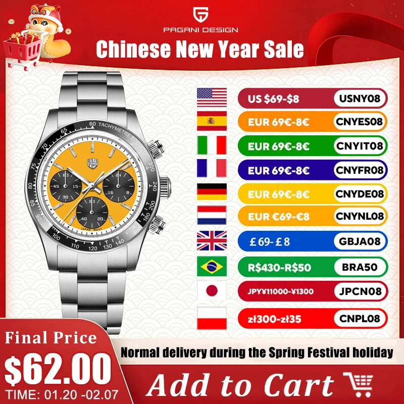 Rollstimi Panda Mens Watches Top Luxury Quartz Wristwatch Chronograph Watch for Men Nerezová oceľ vodotesná reloj hombre 2024