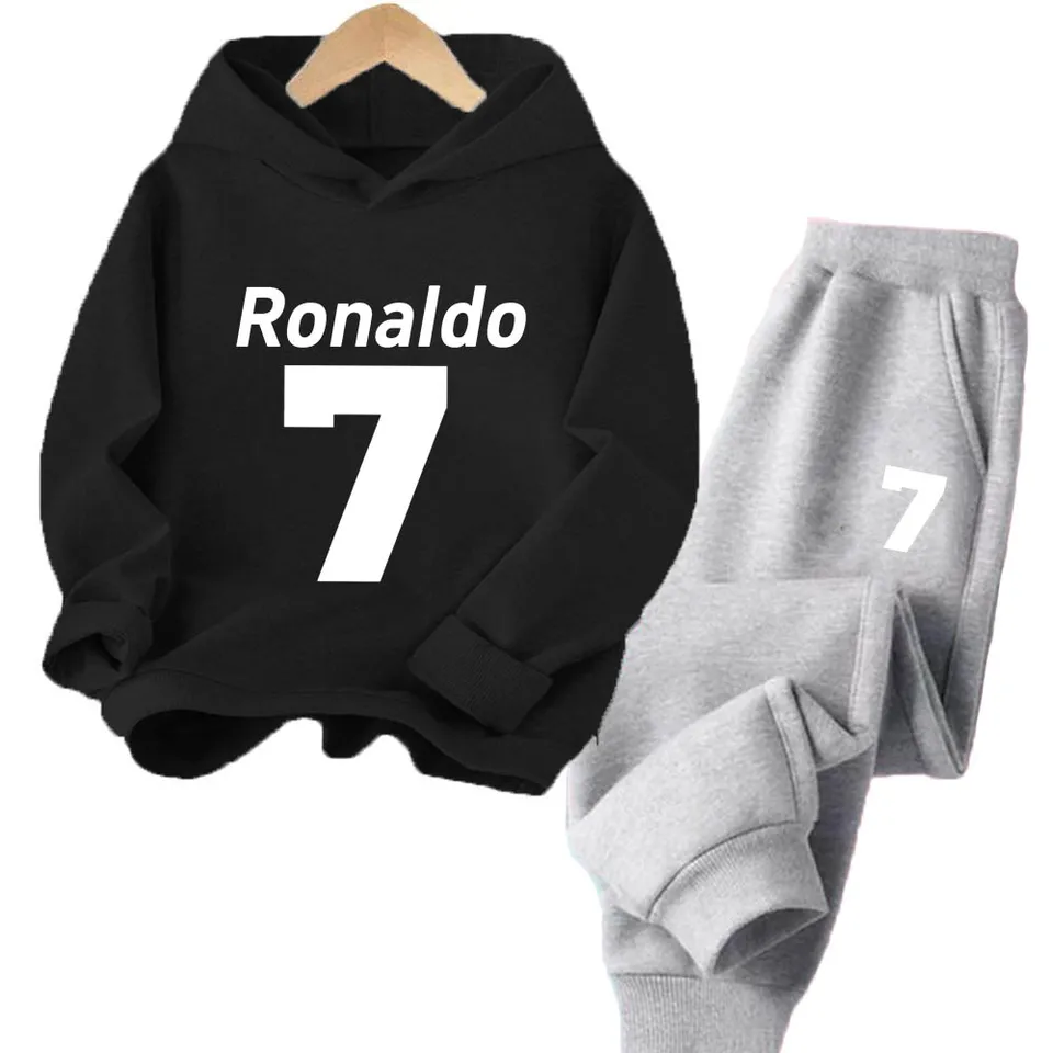 Ronaldo Detské oblečenie Futbalové športy Simple Print Kid Hoodie a pohodlné ľahké nohavice pre chlapcov a dievčatá