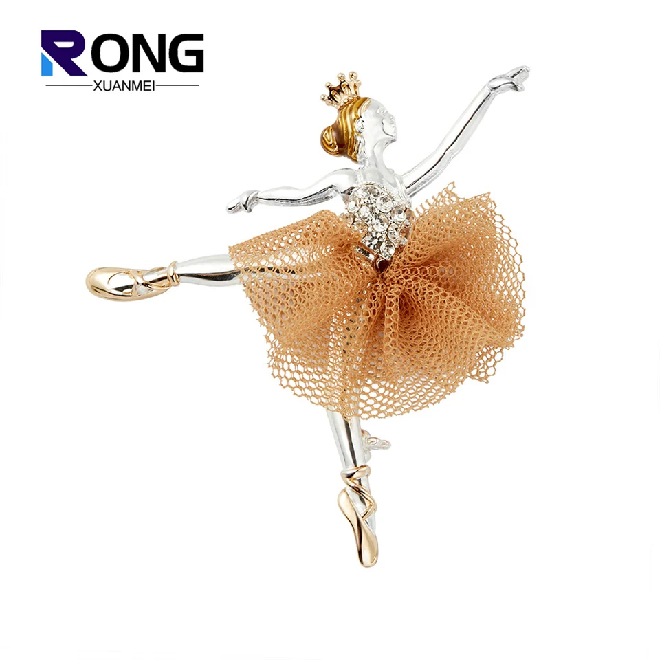 Rongxuanmei elegantné baletné tanečné dievča brožby pre ženy módne facka kamienok s kockou s pevným oblečením