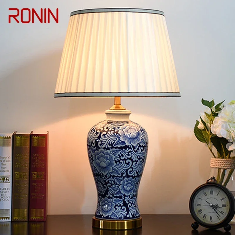 Ronin American Ceramanctable Lamp Blue Klasická kreativita obývacia izba Spálňa Štúdium hotel inžinierske stoly Svetlo