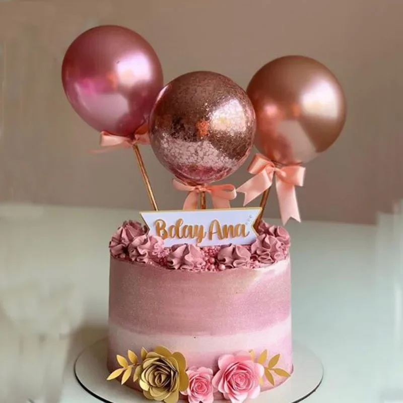 Rose Gold Balón tortu Topper Všetko najlepšie k narodeninám DECON DETIBOL DETI Svadba narodeninová torta dekor bábätko