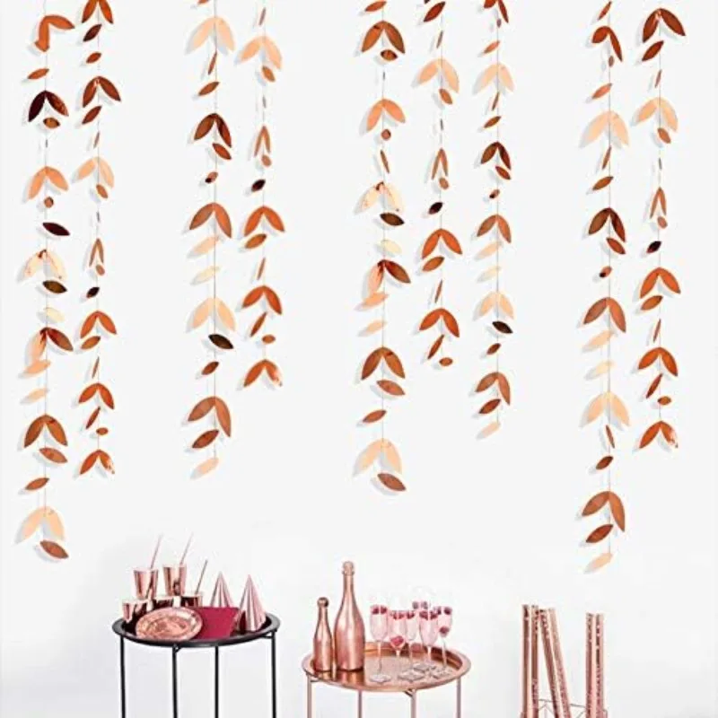Rose Gold Leaf Garland Holografické farebné závesné listy banner na narodeniny bábätko Svadobné zásnubné večierky Dodávky