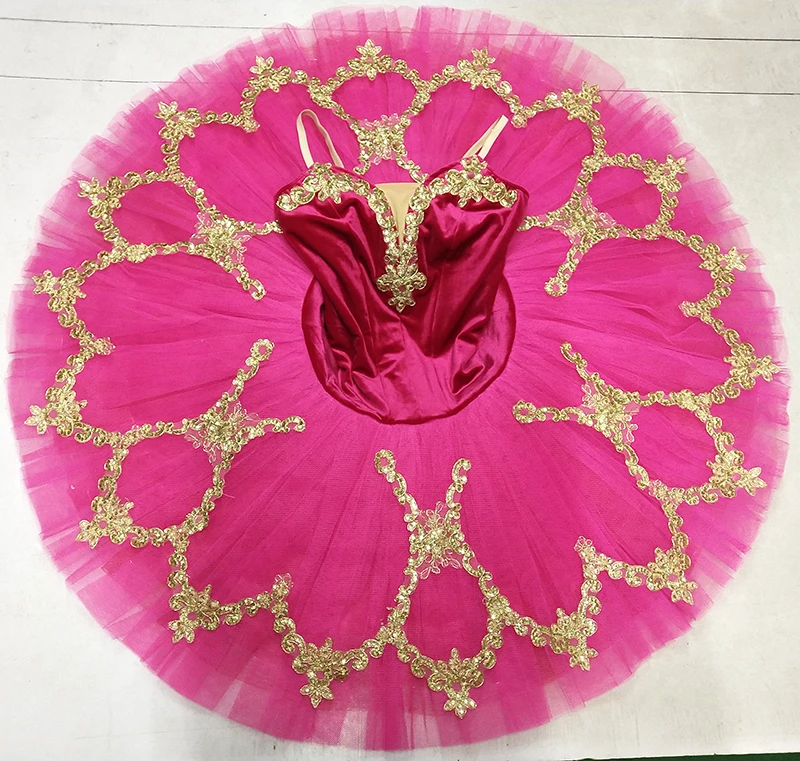Rose Red Professional Balet Tutu Pancake Klasický tutu tmavo ružový výkon konkurencia balerína tanier Tutu 18080