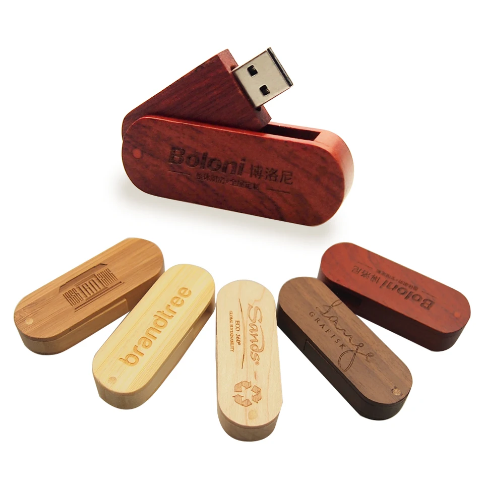 Rotatovateľná drevená USB Flash Drive2.0 Pendrive Pamäťová palica Pen Drive 4 GB 8 GB 16 GB 32 GB 64 GB Svadobný darček CLE USB Photography