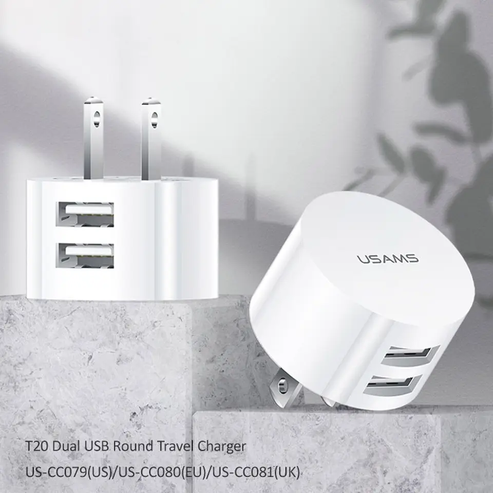 Round 5v 2.1a Mobilný telefón Nabíjanie duálne USB nabíjačka nabíjačku nabíjačku nabíjačku adaptéra